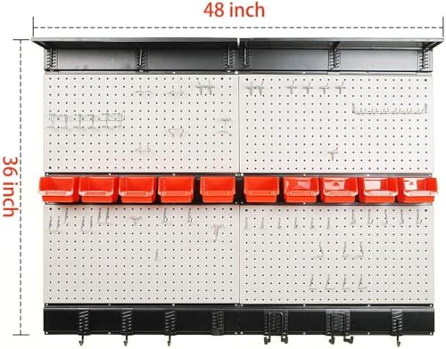 Ultrawall Pegboard Wall Organizer, 48 X 36 inch Garage Storage Pegboard with Hooks Storage Bins Tool Board Panel Tool Organizer, 72pcs