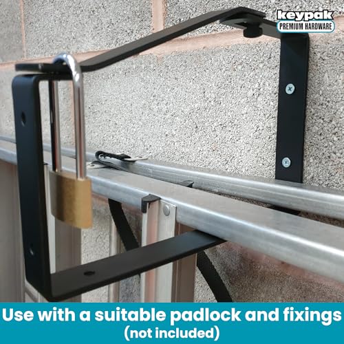 Keypak ST0555B 2 Pack Universal Lockable Wall Ladder Rack Brackets Secure Storage, Black, 170 x 235 x 30 mm