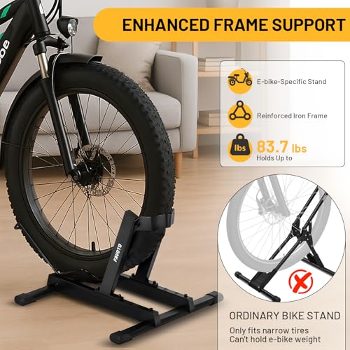 Favoto Bike Stand for E-Bikes, Road & Mountain Bicycles – Adjustable Indoor Floor Garage Storage Rack for 20"-29" Bikes and Fat Tires up to 4.0"