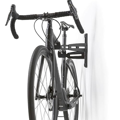 Feedback Sports | Velo Wall Rack 2D Bike Storage | Bicycle Hangar Mount W/Adjustable Arms | Road, Gravel, Mountain Bike Compatible | For Garage, Apartment, Shed | Black