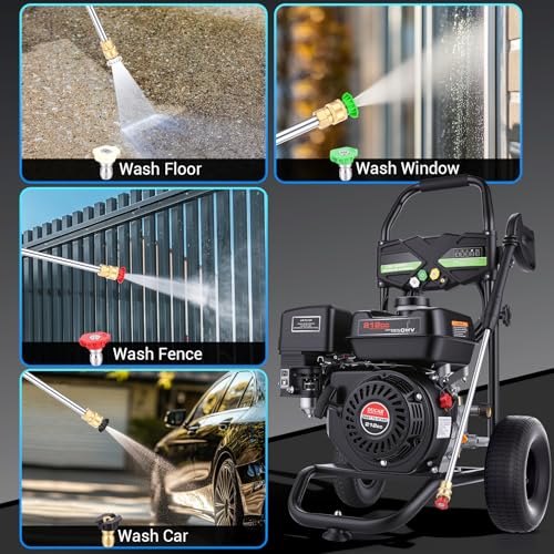 Gas Powered Pressure Washer 4200 PSI Gas Power Washer 4.0 GPM 212CC Commercial High Pressure Washer, with Spray Gun and Extension Wand, 5 Quick Connect Nozzles, Copper Pump,EPA/CARB/ETL (Black)