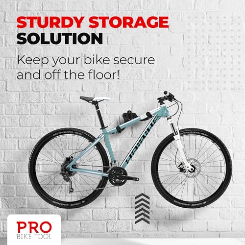 PRO BIKE TOOL Bike Wall Mount - Bike Rack for Garage Wall Mount - Horizontal Bike Storage Rack for Indoor Bicycle Storage - Wall Mounted Bike Hanger for Road, Mountain & Hybrid Bikes