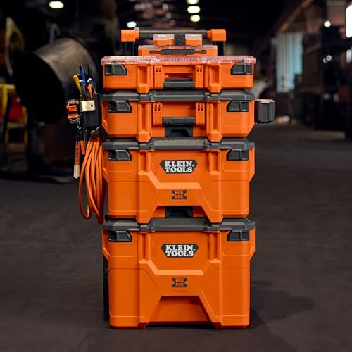 Klein Tools 54400MBX MODbox Tall Compartment Box, Full-Width Tool Organizer, Small Parts Tool Box with 20 Compartments, 9 Removable Bins for Fasteners, Stackable Module