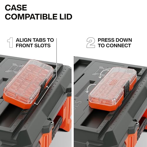 Klein Tools 54100MBX MODbox Rolling Tool Box, Heavy Duty Portable Tool Organizer with Side Mounting, 10-Inch Rubber Wheels, Removable Handle, Deep Stackable Set