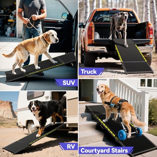 Pawaboo 74" L & 20" W Longest Dog Ramp for Car Foldable, Up to 250 LBS
