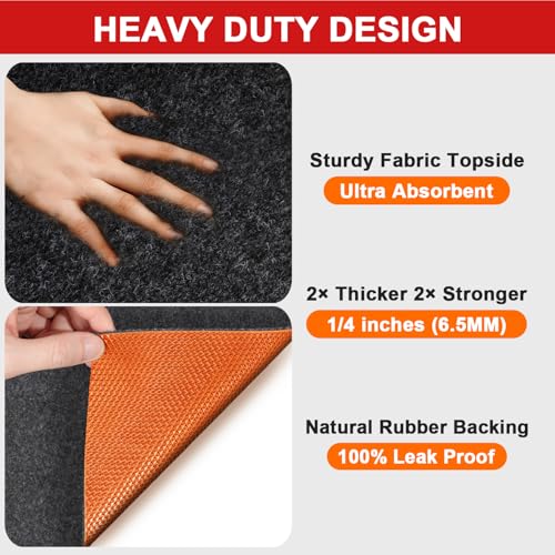 Golener Oil Spill Mat - 64"x32" Garage Floor Mat for Under Car, 1/4" Thick, Rubber Floor Mat, Absorbent Oil Mat, Protect Floor from Spills & Stains, Waterproof, Reusable, Washable, Durable, Heavy Duty