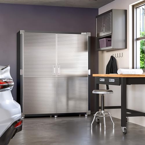 Seville Classics UltraHD Solid Steel Lockable Metal Storage Cabinet Locker Organizer, w/Adjustable Shelves for Garage, Warehouse, Office, Classroom, Graphite, 60" W x 24" D x 72" H