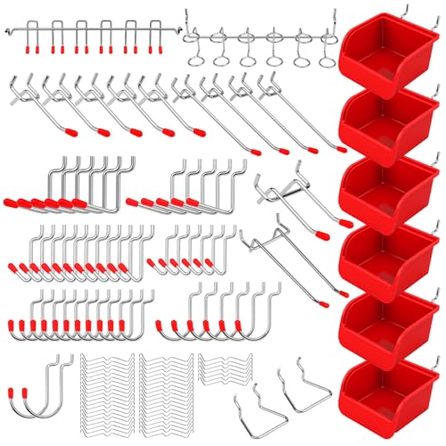 Ultimate 121-Piece Pegboard Hooks Set, Pegboard Accessories with Metal Hooks, Durable Peg Board Organizer Accessories, Pegboard Bins, Peg Board Tool Utility Hooks