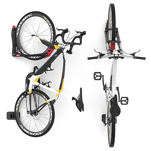 TORACK BIKEPAL Space Saving Wall Mounted Swivel Bike Racks, Vertical Bike Wall Hangers for Garage Storage Solution (2 Pack)