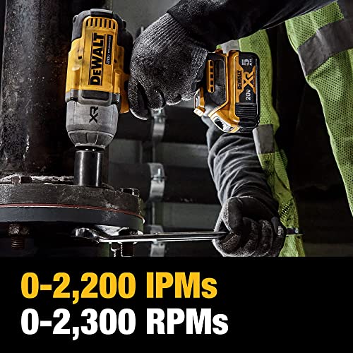 DEWALT 20V MAX Cordless Impact Wrench with Hog Ring Anvil, Brushless High Torque 1/2 Impact Gun, 4-Mode Speed, Includes Battery, Charger and Kit Bag (DCF900P1)