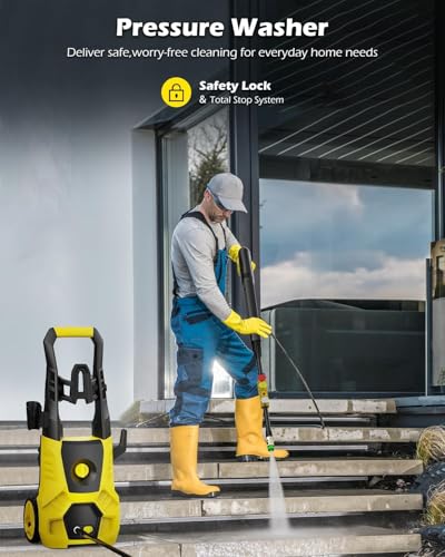 5000PSI PressureWasher PowerWashers 4 Quick Connect Nozzles and Foam Cannon for Cars Driveways Patios Fences