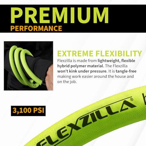Flexzilla Pressure Washer Hose with M22 Fittings, 1/4 in. x 50 ft., ZillaGreen - HFZPW3450M-E