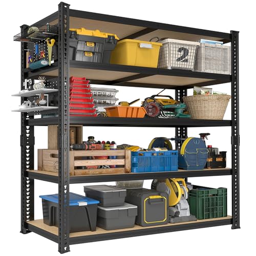 ZEUKMXOO 40''W Garage Storage Shelves, Storage Racks Shelving Units, Storage Shelves Heavy Duty, Adjustable Metal Shelves with 2 Pegboards for Basement, Warehouse, Pantry, Kitchen, 2200 LBS