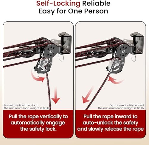 Pacikwest Truck Cap Hoist System for Garage Ceiling 250 lb, Smart 4-Point Self-Leveling Garage Hoist with 8:1 Pulley Lift System, Easy One-Person Overhead Garage Storage Lift for Truck Topper Rack