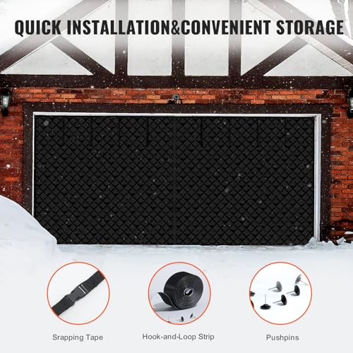 VEVOR Garage Door Screen for Winter, 18x7FT Garage Door Insulation Kit, Magnetic Thermal Insulated Garage Door Cover Curtains with Enhanced Weighted Bottom, Waterproof Windproof Soundproof