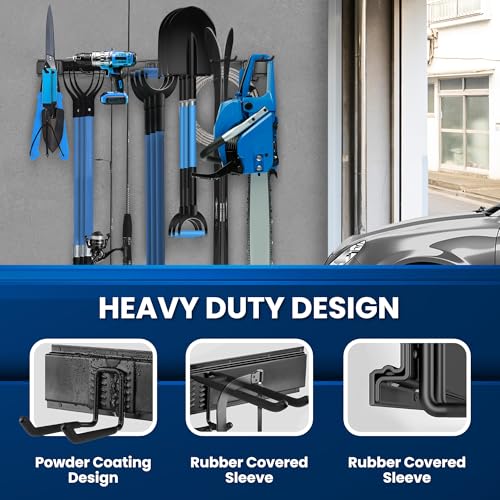 SUKIZZ 48'' All-Metal Garage Tool Organizer Wall Mount Heavy-Duty Tool Rack Holds 450 lbs, Adjustable Hooks for Garage, Yard, and Garden Equipment