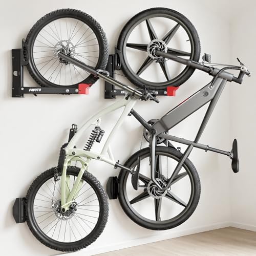 Favoto Swivel Bike Wall Mount 2-Pack, No Heavy Lifting Vertical Bike Rack for Garage & Indoor Storage, Fits up to 29" Wheels 2.4" Tires, Each Holds 77 lbs