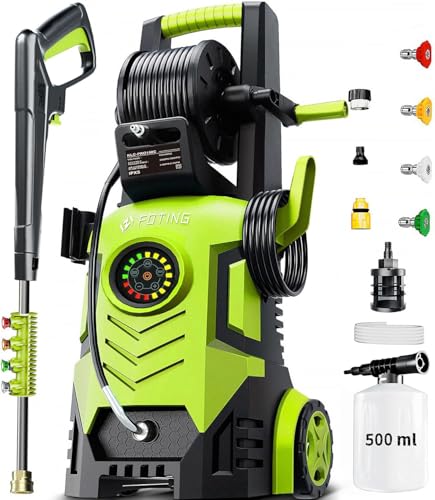2026New Pressure Power Washer 5000PSI with Adjustable Touch Screen 8 Level, 34" Tall, 4 Quick Connect Nozzles,Inlet Hose&Filter&500mlFoam Cannon for Cars/Fences/Driveways/Home Cleaning (Yellow)