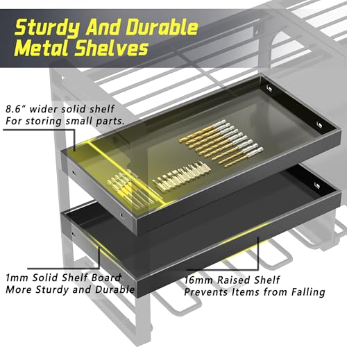 Kodreat Power Tool Organizer Wall Mount,4 Layers Heavy Duty Storage Rack with 8 Drill Holder, Easy Installation, Tool Organizer Wall Mount for Garage Workshop and Home Organization.