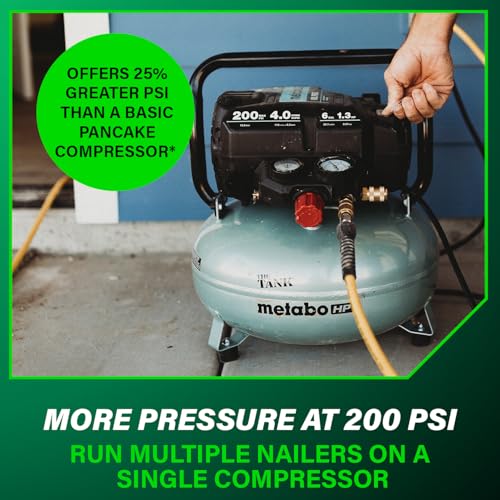 Metabo HPT Air Compressor, THE TANK, Portable Pancake Air Compressor 200 PSI, 6 Gallon Tank, Versatile for Use with Framing, Siding, Finish, Brad or Roofing Nailers, EC914S