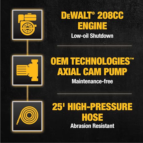 DeWalt 3300 PSI Gas Pressure Washer, 5 Nozzles, Spray Gun, Wand, 25-ft. Hose, DXPW3300-S, 49-State