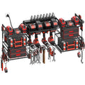 CCCEI Black Power Tool Organizer Wall Mount, Large Tools and Battery Storage Rack Charging Station Individual Switches. Drills Holder, Garage Utility Shelves with 10FT Power Strip. Gift for Men.