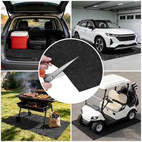 COAGOU 2 Pack 36" x 60" 0.12" Thick Oil Spill Mat Garage Rubber Mats for Floor – Black Water & Oil-Absorbent, Non-Slip, Easy to Clean, Reusable & Cut-to-Fit Mat for Car, Motorcycle, Driveway
