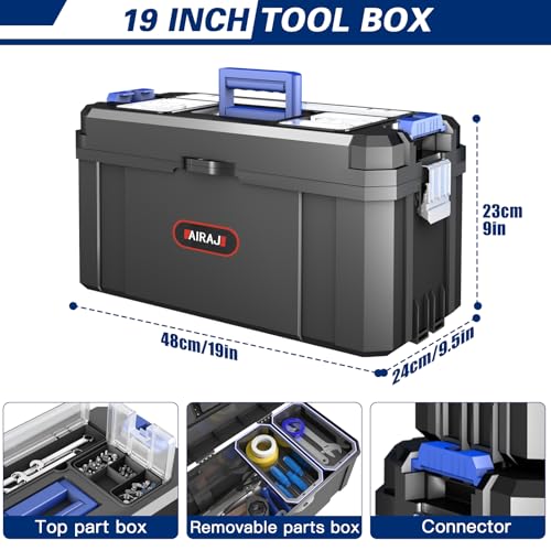 3 IN 1 Rolling Tool Box With Wheels,Stackable Tool Box,Modular Tools Storage Organizer,Top Small Parts Organizer Design,With Removable Small Parts Box,for Home,Repair,Garage Storage,17 IN+19 IN+21 IN