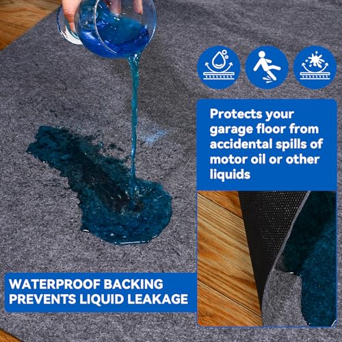 Evercomfy Garage Floor Mat, 8.8 x 22 Ft Waterproof Mat with Non-Slip Backing, Reusable Absorbent Surface, Easy Clean Floor Protector Oil Spill Mats for Garage, Driveway, Workshop