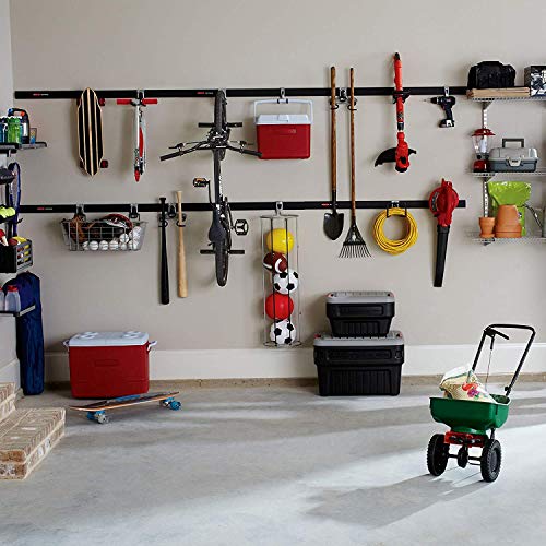 Rubbermaid Universal Powder Coaded Metallic Fasttrack Hanging Garage Hook Organizers for Ladder, Tool, and Bike Storage (6 Pack)