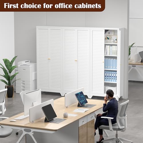 SteeLoong Kitchen Pantry Cabinet,75" Metal Storage Cabinet with Doors and 4 Adjustable Shelves,White Tall Locker Organizer Steel Garage Cabinets for Tool,File Cabinet for Office,Kitchen,Garage,School
