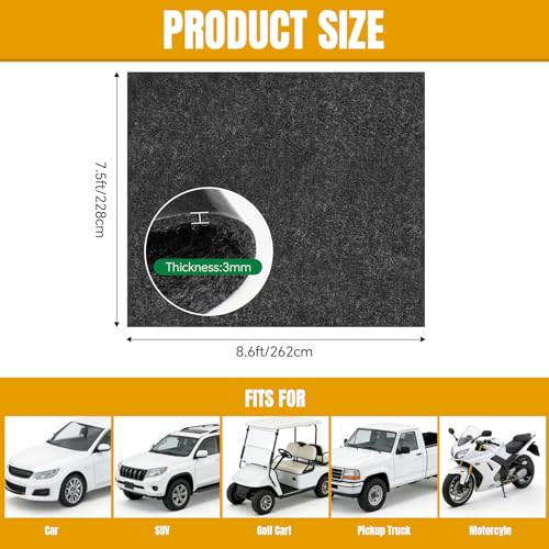 Large Garage Floor Mat 7.5 x 8.6 FT – Heavy Duty Oil Absorbent Parking Mat with Waterproof Non-Slip Backing,Reusable Washable Floor Protector for Garage,Driveway, Workshop & SUV,Velcro Included