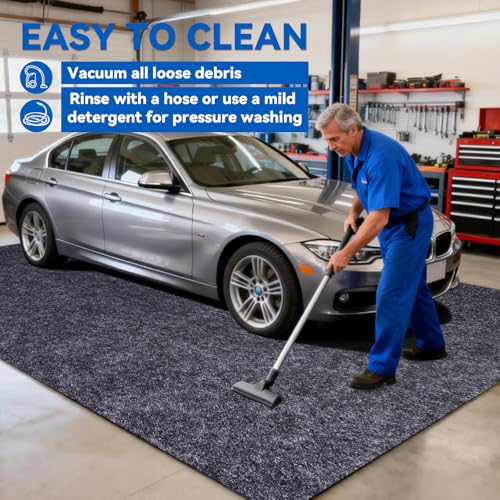 Evercomfy Garage Floor Mat, 8.8 x 22 Ft Waterproof Mat with Non-Slip Backing, Reusable Absorbent Surface, Easy Clean Floor Protector Oil Spill Mats for Garage, Driveway, Workshop