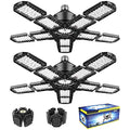 Nexillumi 2-Pack Led Garage Light 180W, 36000LM Garage Lights Ceiling LED with E26/E27 Medium Base, 6000K Deformable LED Shop Lights with 10+1 Adjustable Panels for Garage, Workshop, Attic, Basemen