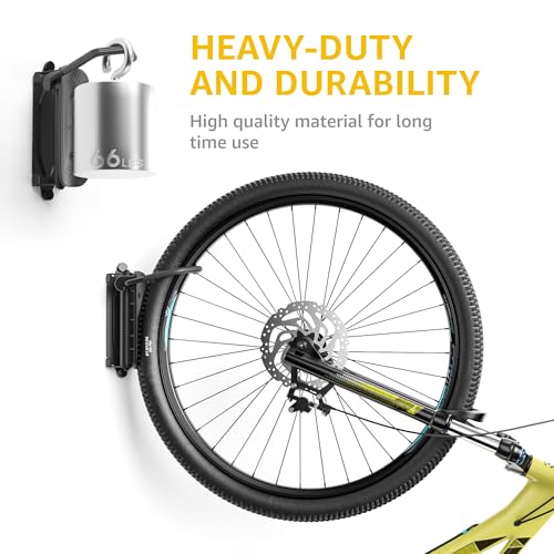 monTEK Swivel Bike Wall Mount – 2 Pack Garage Bike Hanger & Space-Saving Vertical Bike Rack for Garage & Apartment, Sturdy Bike Storage Hook Holds 66 lbs, Easy Installation & Scratch-Proof Design