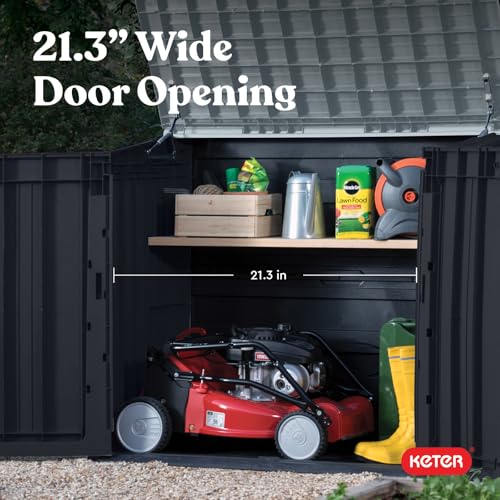 Keter Store-It-Out Prime 4.3 x 3.7 ft. Outdoor Resin Storage Shed with Easy Lift Hinges, Perfect for Yard Tools, Pool Floats and Garden Accessories, Black