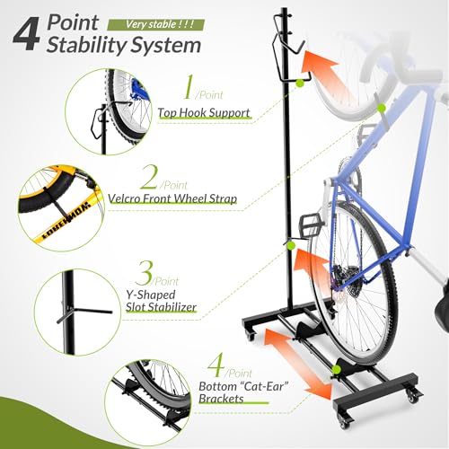 Sttoraboks Vertical Bike Parking Stand - Adjustable Height for 29"Wheels, Space-Saving & Freestanding Bike Rack for MTB/Road Bikes,No-Drill Installation Indoor Bike Storage for Apartments & Garages