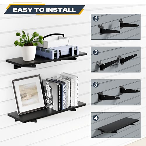 35Pcs Slatwall Accessories Kit, with Slatwall Hooks, Baskets, Shelves, Bins, Heavy Duty Slat Wall Accessory for Garage Organization, Workshop & Utility Room
