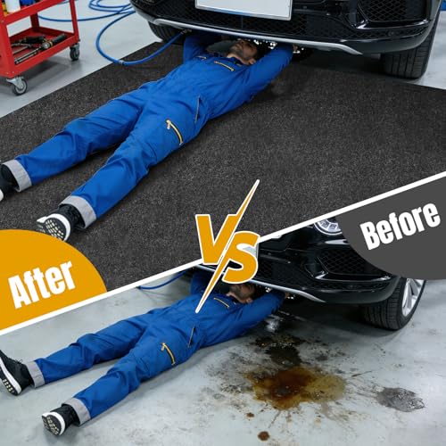 Large Garage Floor Mat 7.5 x 8.6 FT – Heavy Duty Oil Absorbent Parking Mat with Waterproof Non-Slip Backing,Reusable Washable Floor Protector for Garage,Driveway, Workshop & SUV,Velcro Included