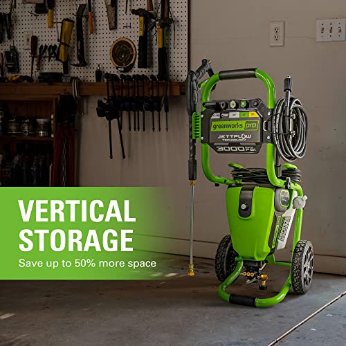 Greenworks 3000 PSI (2.0 GPM Max) Brushless Electric Pressure Washer (15°, 25°, 40°, Soap, and Turbo Nozzle) For Use On Decks, Fences, Driveways, Sidewalks, Siding & More. Heavy-Duty