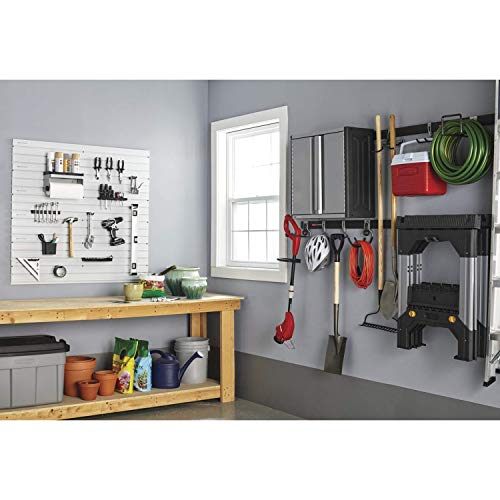Rubbermaid Universal Powder Coaded Metallic Fasttrack Hanging Garage Hook Organizers for Ladder, Tool, and Bike Storage (12 Pack)