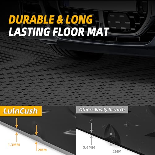 LulnCush 8.2x21 FT Garage Floor Mat, 2.8mm Thickened Diamond Plate PVC Garage Flooring Roll for Under Car Parking, Heavy Duty Garage Floor Protector 172.2 SQFT for Garage, RV Trailer, Basement, Black