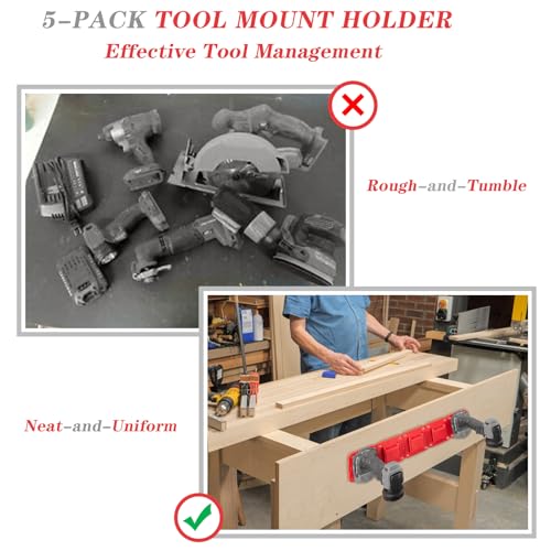 Tool Drill Mount Holder Compatible for Craftsman 20V Li-ion Drills, Heavy Duty ABS Tools Wall Dock Hanger for Garage, Workshop, Work Truck, 20 Screws, 5 Packs (No Tool)