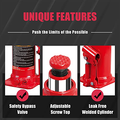 Big RED T90613-1 Torin Hydraulic Welded Bottle Jack with Carrying Case, 6 Ton (12,000 lb) Capacity, Red