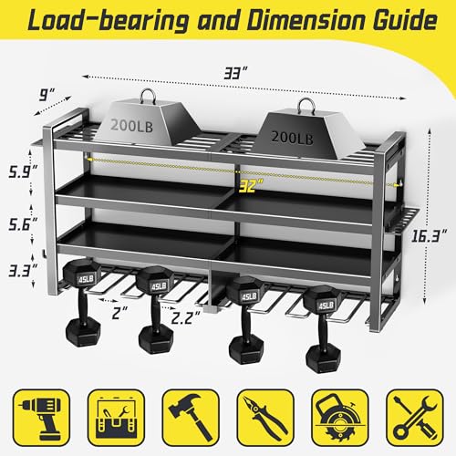 Kodreat Power Tool Organizer Wall Mount,4 Layers Heavy Duty Storage Rack with 8 Drill Holder, Easy Installation, Tool Organizer Wall Mount for Garage Workshop and Home Organization.