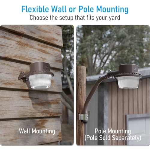 TORCHSTAR LED Barn Light, Dusk to Dawn Area Lights with Photocell, Outdoor Security Flood Lighting, ETL & FCC Listed, IP65 Waterproof, Aluminum Housing, 110-277V, Garage, Yard, 5000K Daylight, Bronze