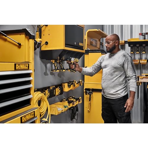 DEWALT Battery Organizer, Holds up to 4 Batteries, Mount Rail, Workshop Storage System Compatible (DWST82819)