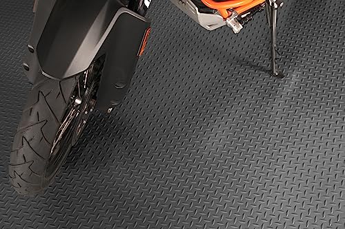 G-Floor Lite Diamond Tread Pattern Slate Grey Vinyl Rollout Garage Flooring Protector Mat for the Garage and Beyond - 7'6" x 14' Size