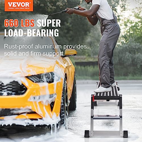 VEVOR Folding Work Platform, 40"×12"×20" Aluminum Drywall Stool Ladder, 660 lbs Load Capacity Heavy Duty Work Bench w/Non-Slip Feet, Ideal for Washing Vehicles, Cleaning, Painting, Decorating