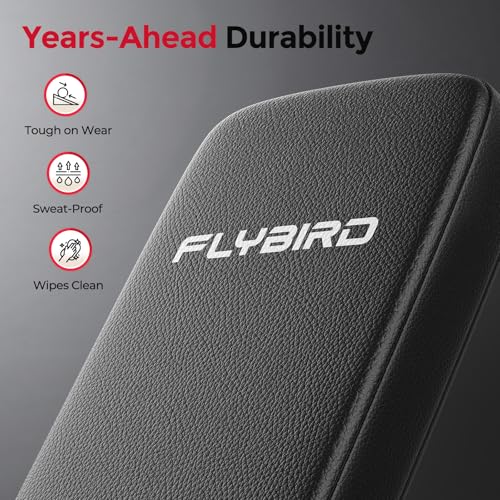 FLYBIRD WB5 Weight Bench, ASTM-Certified 800LBS Adjustable Weight Bench Workout Bench Foldable for Home Gym, 90° to -30° FID and 30in Extended Backrest for Bench Press Strength Training Exercise